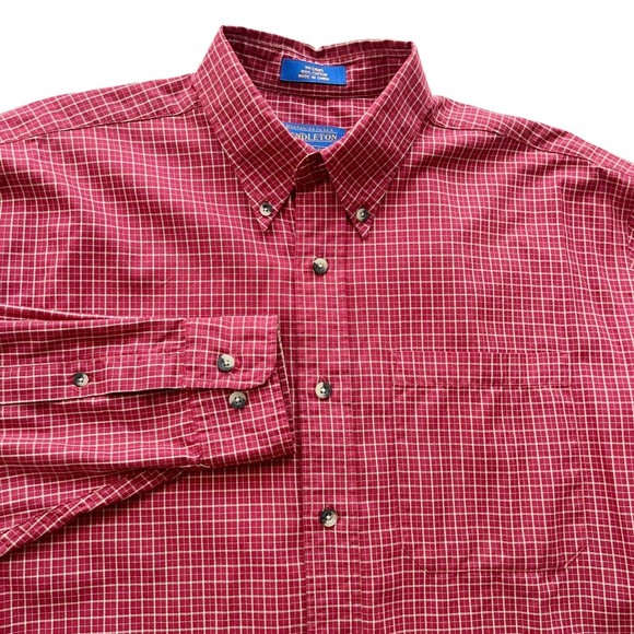Pendleton Mens Cotton Button Shirt Down Shirt Red Mini Check Long Sleeve Size M - Picture 1 of 10